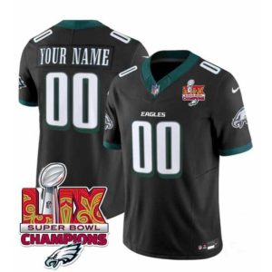 Exceptional Philadelphia Eagles Active Player Custom Gorgeous Black 2025 Eagles Logo Super Bowl LIX Patch New F.U.S.E Vapor Limited Stitched Football Jersey