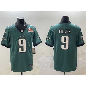 Exquisite Philadelphia Eagles 9 Nick Foles Green 2025 Super Bowl LIX Patch Vapor Untouchable Limited Stitched Football Jersey Terrific