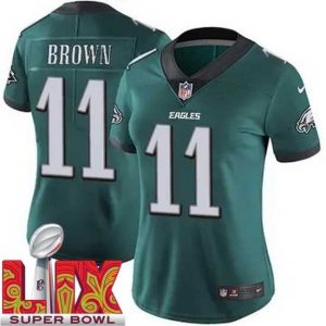 Exquisite Philadelphia Eagles A.J. Brown #11 Green 2024 2025 Stunning Super Bowl LIX F.U.S.E Stitched NFL Jersey