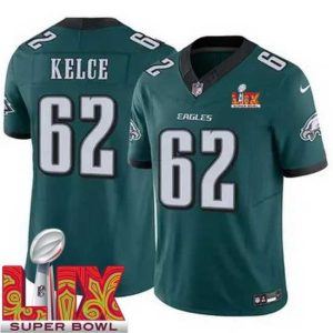 Exquisite Philadelphia Eagles Jason Kelce #62 Green 2024 2025 Super Bowl LIX F.U.S.E Stitched NFL Jersey Striking