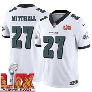 Exquisite Philadelphia Eagles Quinyon Mitchell #27 White 2024 Impressive 2025 Super Bowl LIX F.U.S.E Stitched NFL Jersey