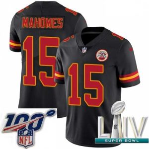 First rate Nike Kansas City Chiefs #15 Patrick Mahomes Black 2020 Super Bowl LIV Stitched NFL Limited Rush Delightful Jersey