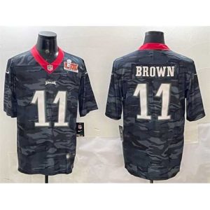 First rate Philadelphia Eagles 11 A J Brown Black 2025 Super Bowl LIX Patch Camo Vapor Untouchable Top - notch Limited Stitched Football Jersey