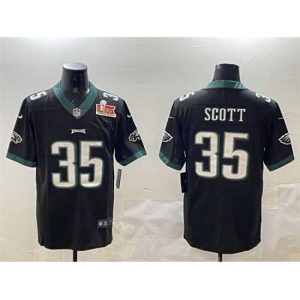 First rate Philadelphia Eagles 35 Boston Scott Black 2025 Luxurious Super Bowl LIX Patch Vapor Untouchable Limited Stitched Football Jersey