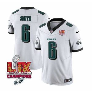 First rate Philadelphia Eagles 6 DeVonta Smith White 2025 Eagles Logo Super Bowl LIX Patch New F.U.S.E Vapor Untouchable Impressive Limited Stitched Football Jersey