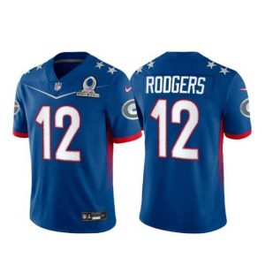 Gorgeous 2022 NFL Pro Bowl Green Bay Refined Packers 12 Aaron Rodgers NFC Blue Jersey