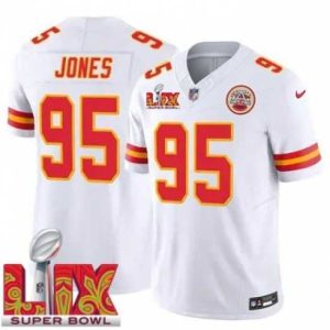 Gorgeous Kansas City Chiefs Chris Jones #95 White 2024 Superb 2025 Super Bowl LIX F.U.S.E Stitched Jersey