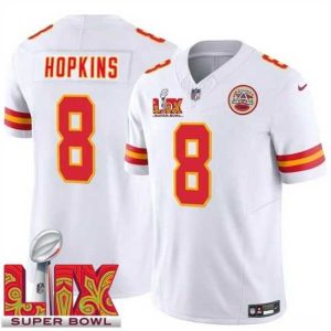 Gorgeous Kansas City Chiefs DeAndre Hopkins #8 White 2024 2025 Super Bowl LIX F.U.S.E Stitched Impressive Jersey
