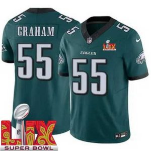 Gorgeous Philadelphia Eagles Brandon Graham #55 Green 2024 2025 Super Bowl LIX F.U.S.E Stitched NFL Magnificent Jersey