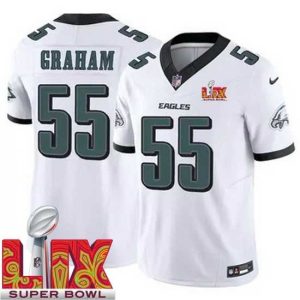 Gorgeous Philadelphia Eagles Brandon Marvelous Graham #55 White 2024 2025 Super Bowl LIX F.U.S.E Stitched NFL Jersey