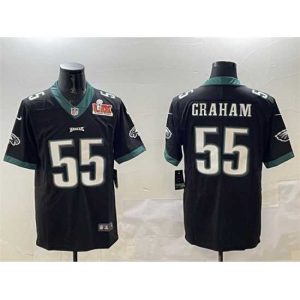 Magnificent Philadelphia Eagles 55 Brandon Notable Graham Black 2025 Super Bowl LIX Patch Vapor Untouchable Limited Stitched Football Jersey