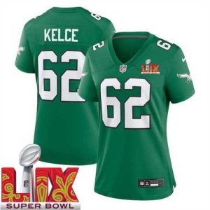 Magnificent Philadelphia Eagles Jason Kelce #62 Kelly Green 2024 Outstanding 2025 Super Bowl LIX F.U.S.E Stitched NFL Jersey