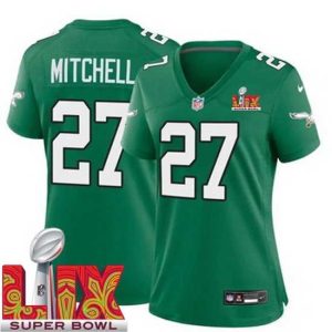 Magnificent Philadelphia Eagles Quinyon Mitchell #27 Kelly Green Splendid 2024 2025 Super Bowl LIX F.U.S.E Stitched NFL Jersey