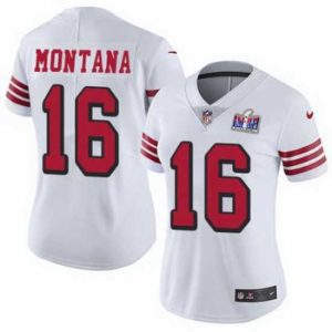 Outstanding NFL San Francisco 49ers 16 Joe Montana White Throwback Vapor Untouchable Limited Stitched 2024 Super Bowl Premium - grade LVIII Jersey