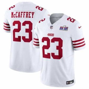 Outstanding San Francisco Distinguished 49ers 23 Christian McCaffrey White 2023 F.U.S.E Vapor Untouchable Limited Stitched Football 2024 Super Bowl LVIII Jersey