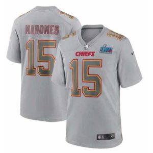 Outstanding Toddler Kansas City Chiefs 15 Patrick Mahomes Grey Super Bowl LVII Patch Atmosphere Fashion Stitched Classy Game Jersey