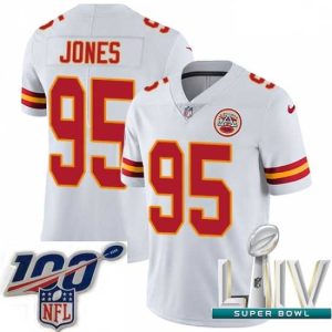Premium 2020 Super Bowl LIV Nike Kansas City Chiefs Outstanding #95 Chris Jones White Vapor Untouchable Limited Player NFL Jersey