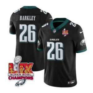 Premium Philadelphia Eagles 26 Saquon Superb Barkley Black 2025 Eagles Logo Super Bowl LIX Patch New F.U.S.E Vapor Untouchable Limited Stitched Football Jersey