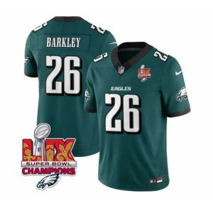 Premium Philadelphia Eagles 26 Saquon Barkley Impressive Green 2025 Eagles Logo Super Bowl LIX Patch New F.U.S.E Vapor Untouchable Limited Stitched Football Jersey