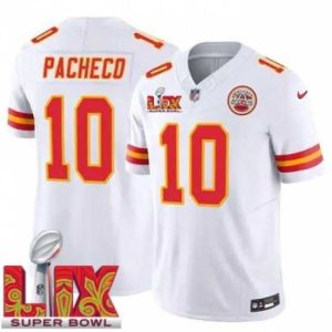 Splendid Top - notch Kansas City Chiefs Isiah Pacheco #10 White 2024 2025 Super Bowl LIX F.U.S.E Stitched Jersey