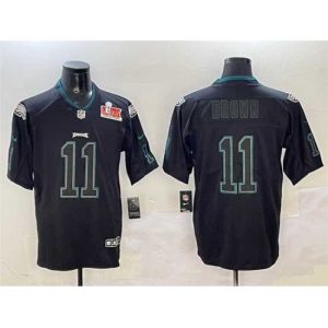 Splendid Philadelphia Eagles 11 A J Brown Lights Out Black Alluring 2025 Super Bowl LIX Patch Color Rush Vapor Untouchable Limited Stitched Football Jersey