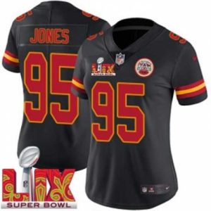 Stunning Kansas City Chiefs Chris Refined Jones #95 Black 2024 2025 Super Bowl LIX F.U.S.E Stitched Jersey