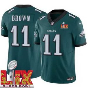 Stunning Philadelphia Eagles A.J. Brown #11 Green 2024 2025 Super Bowl LIX F.U.S.E Stitched NFL Jersey Alluring