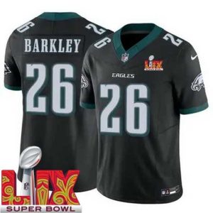 Stunning Philadelphia Eagles Saquon Barkley #26 Black Unique 2024 2025 Super Bowl LIX F.U.S.E Stitched NFL Jersey