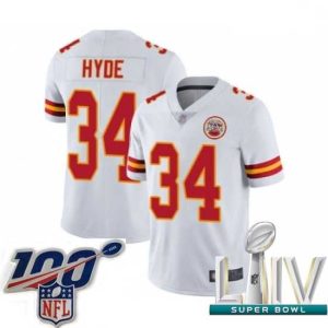Superior Phenomenal 2020 Super Bowl LIV Kansas City Chiefs #34 Carlos Hyde White Vapor Untouchable Limited Player Football Jersey