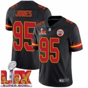 Superior Kansas City Chiefs Chris Jones #95 Black Enchanting 2024 2025 Super Bowl LIX F.U.S.E Stitched Jersey