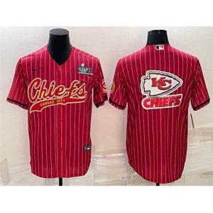 Superior Kansas City Chiefs Red Team Big Logo With Super Bowl LVII Patch Cool Base High - quality Stitched Baseball Jersey