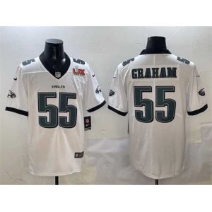 Superior Philadelphia Eagles 55 Brandon Graham White 2025 Super Bowl LIX Patch New Superb Vapor Untouchable Limited Stitched Football Jersey
